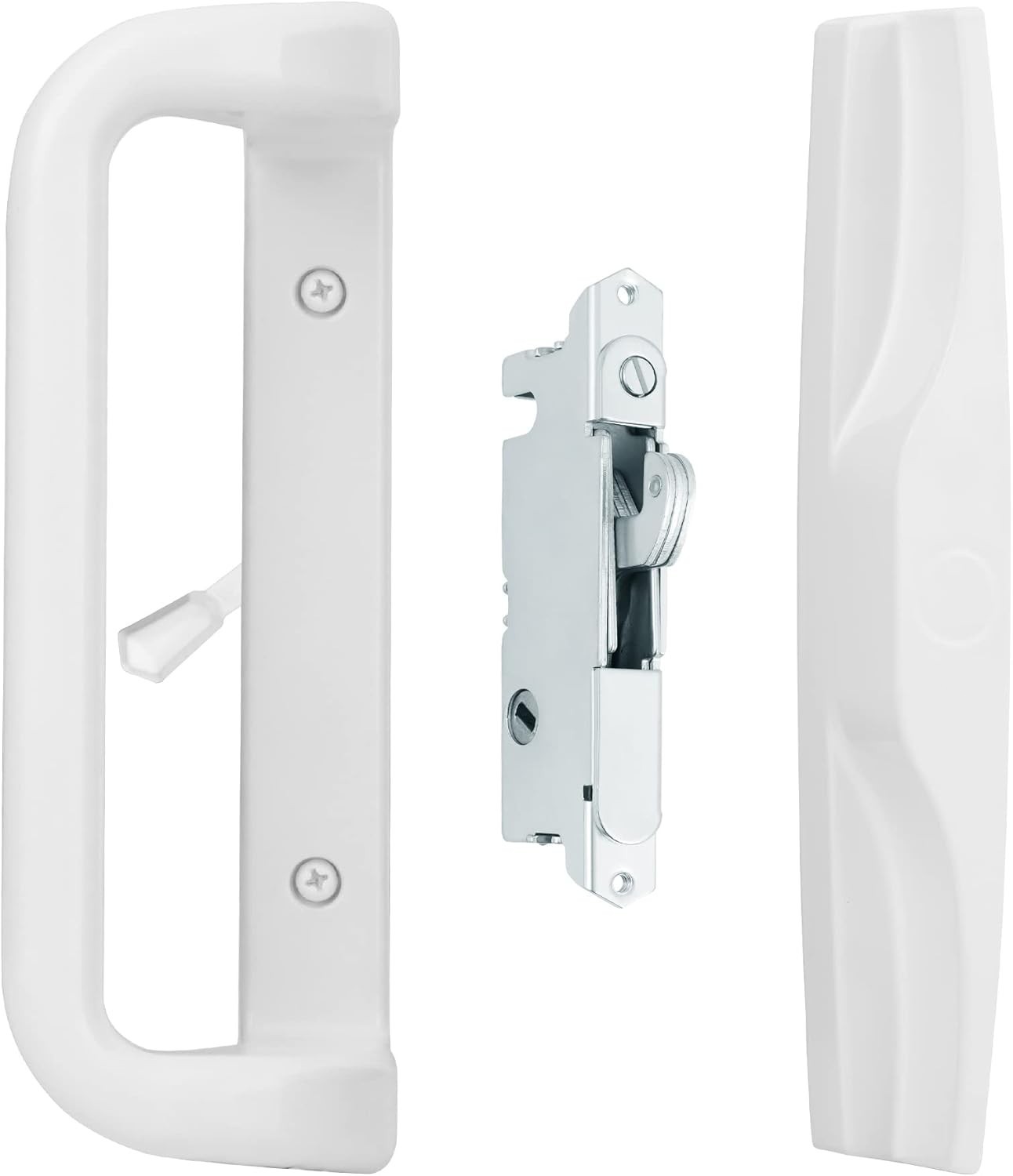 Replacement Patio Door HandleSet w/Mortise Lock White 3-15/16" Hole Spacing for gallery