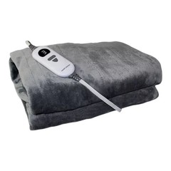 Throw Grey Plush Electric Heated Blanket, 5 Heat Settings, Auto Shut-Off, 50×60