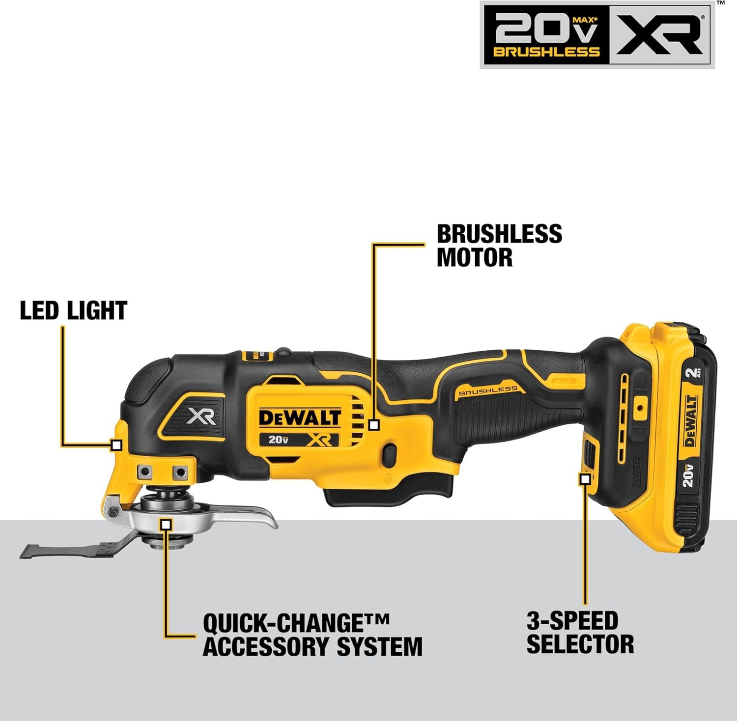 DEWALT DCS356D1 20V MAX XR Oscillating Multi-Tool Kit 3-Speed Cordless with Batt gallery