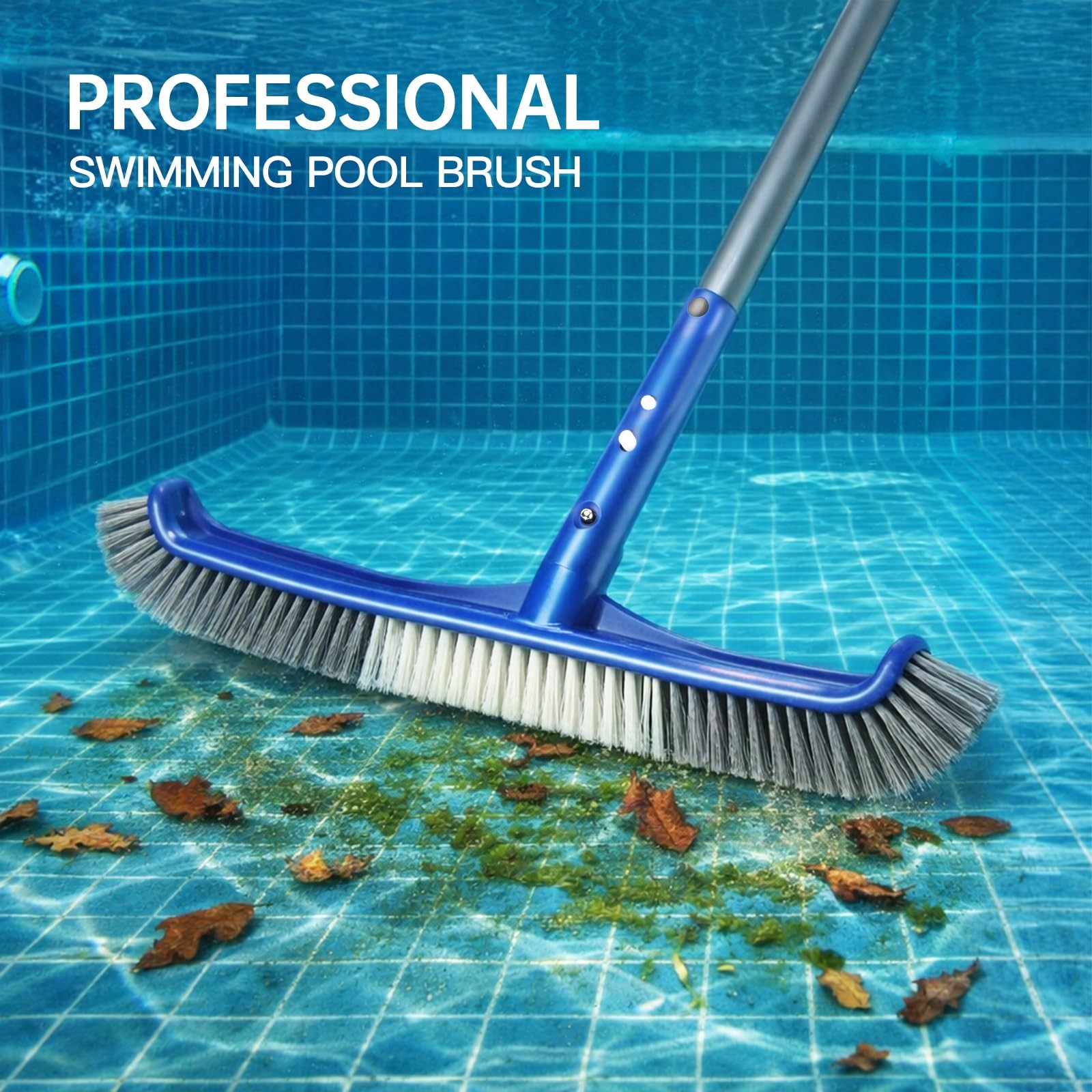 17 Inch Pool Brush Head Curved Ends Pool Broom Scrub Brush for Walls Bathtubs gallery
