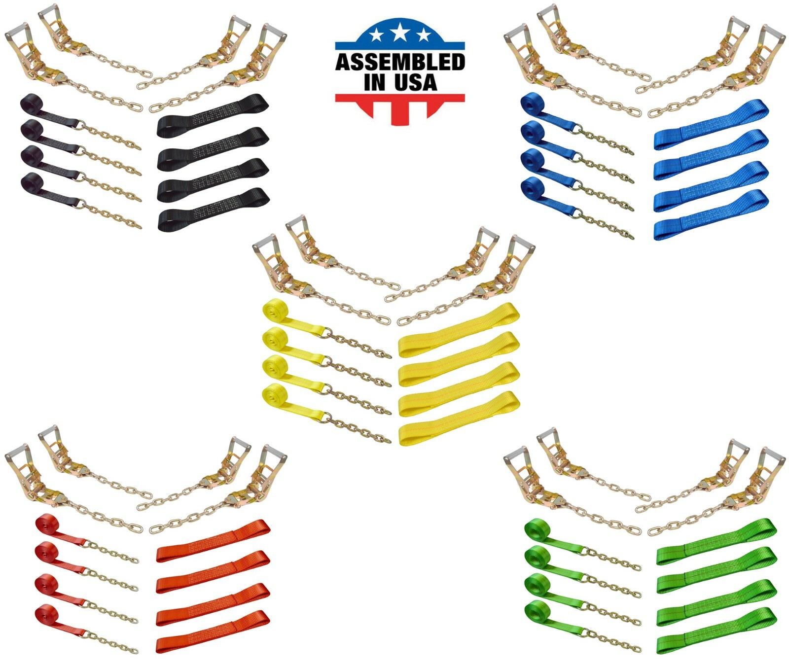USA 8 Point Rollback Tie Down System Chain Ends for Car Hauler Tow Truck Flatbed gallery