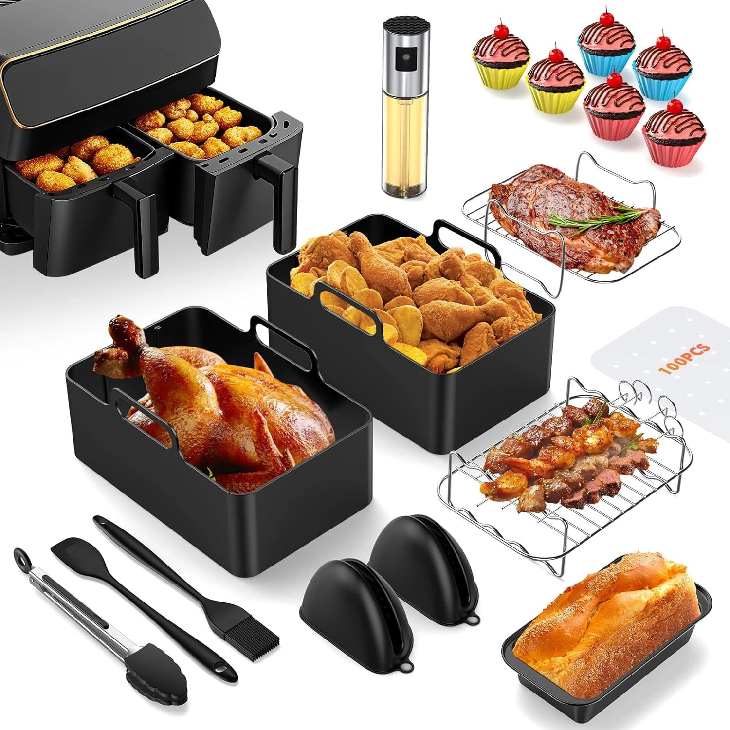 18 Piece Air Fryer Accessories Set Nonstick Dishwasher Safe & Durable Party New gallery
