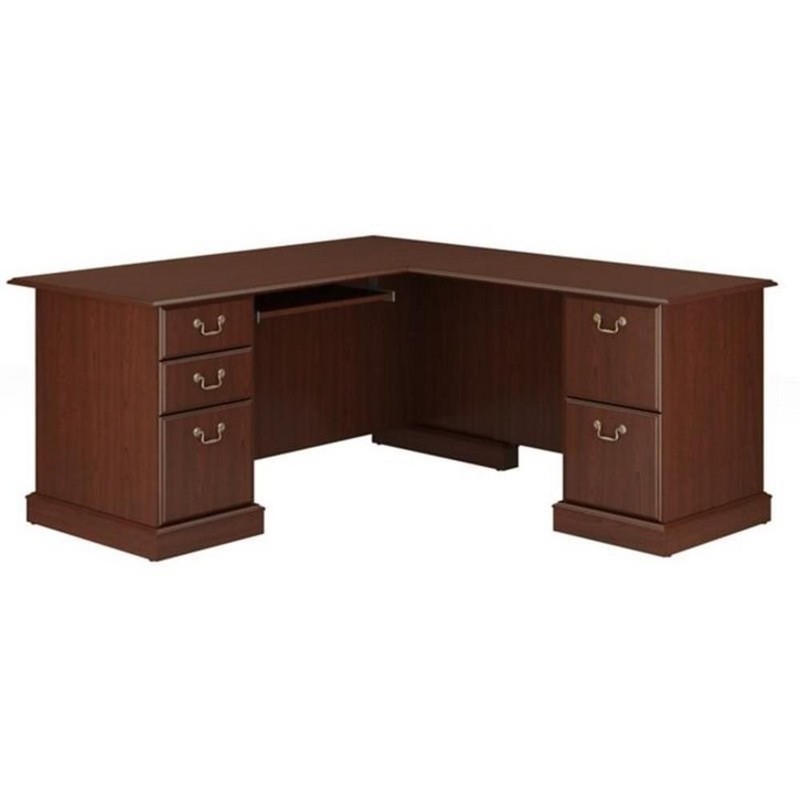 Pemberly Row L-Shape Executive Office Computer Desk in Harvest Cherry gallery
