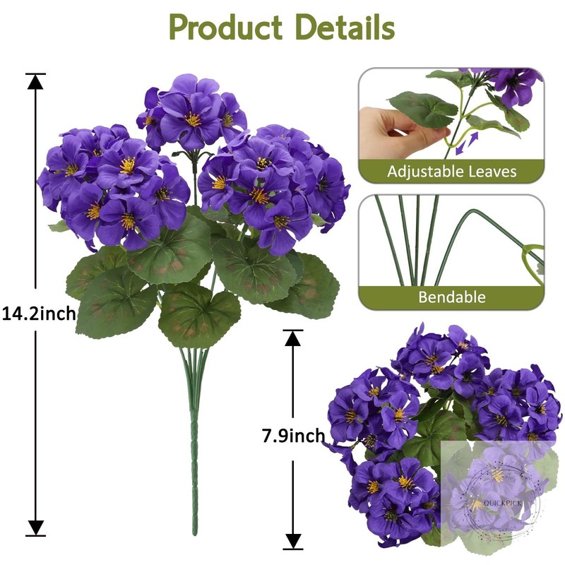 Artificial Geraniums Silk Artificial Flowers for Outdoor Indoor, Realistic UV Re gallery