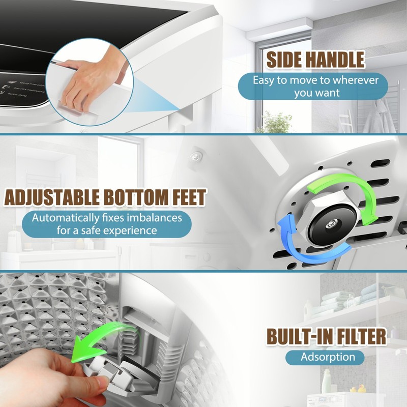 Full Automatic Washing Machine 20Lbs Compact Laundry Washer with Drain Pump New gallery