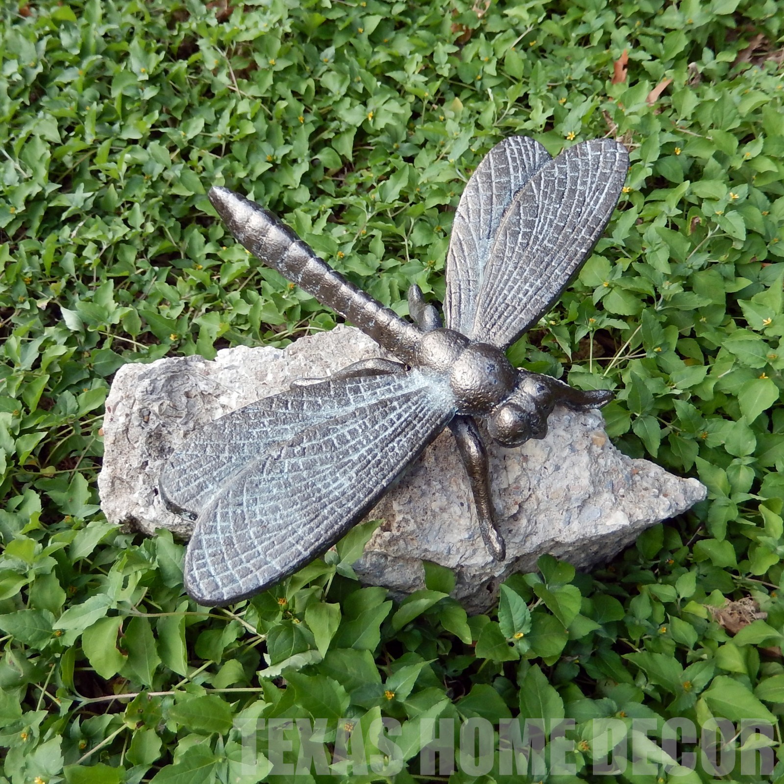 Large Cast Iron Dragonfly Home Garden Figurine Statue Verdigris Green 10.25 inch gallery