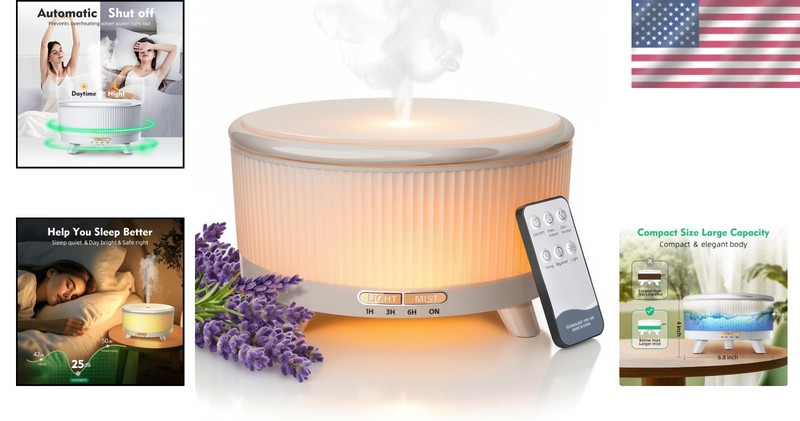 Essential Oil Diffuser 500ML Ultrasonic Cool Mist 20H Home Bedroom gallery