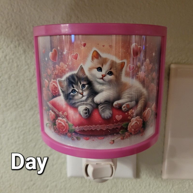 Cat Night Light, Wall Plug In, Valentines Day Gift, Cute Cats Wall Art Print gallery