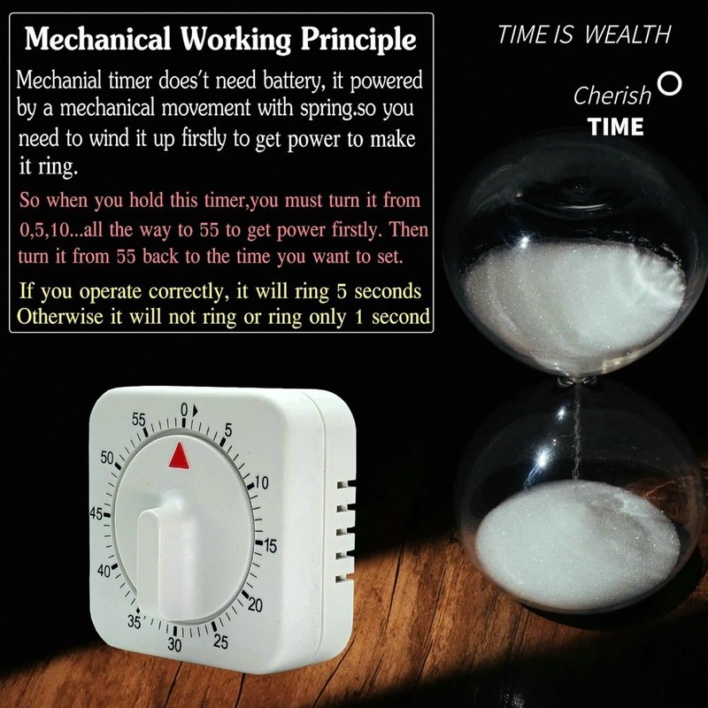 60 Minute Mechanical Kitchen Timer Manual Wind Up Analog Cooking Timer Clock gallery