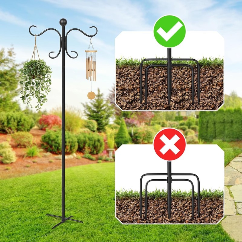 76 Inch Adjustable Double Shepherds Hooks for Garden Bird Feeders and Decor gallery