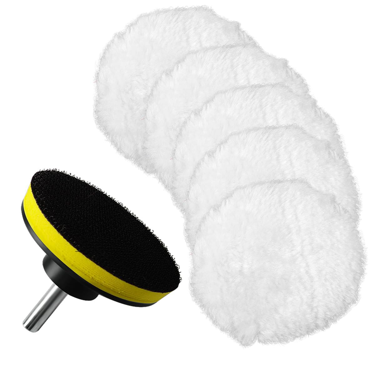 7 Piece 3 Inch Wool Buffing Pad, Drill Buffer Connecting M10 Drill Adapter, Buff gallery