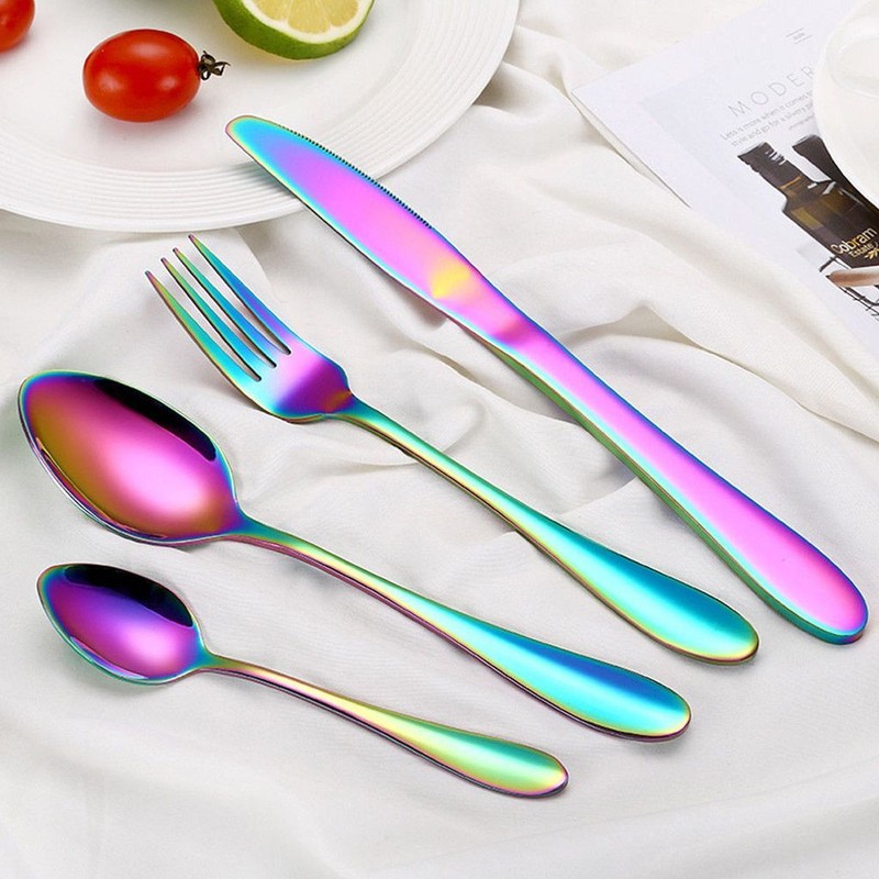 4pcs Silverware Set Flatware Cutlery Sets Stainless Steel Knife Fork Spoon US gallery