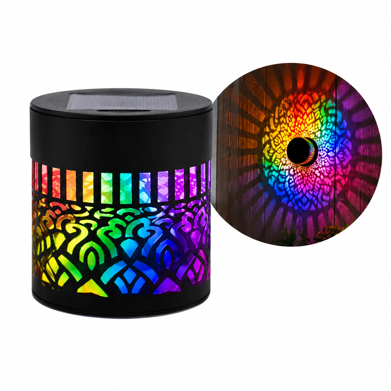 Solar Mandala Mosaic Lights 7 Color Changing Outdoor Solar Fence Decor Lamp gallery