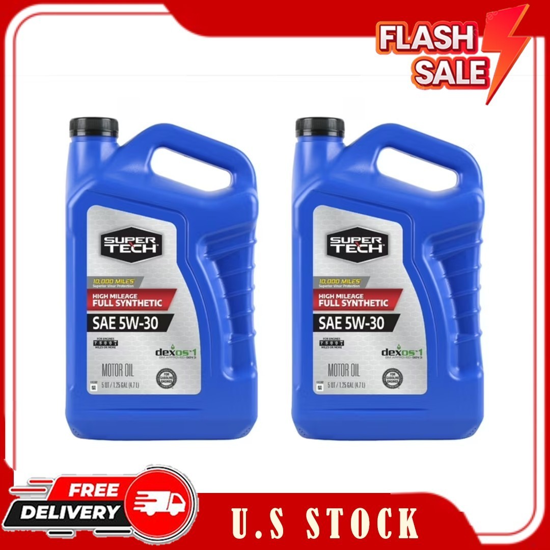 2 Pack Super Tech High Mileage Full Synthetic SAE 5W-30 Motor Oil, 5 Quarts gallery