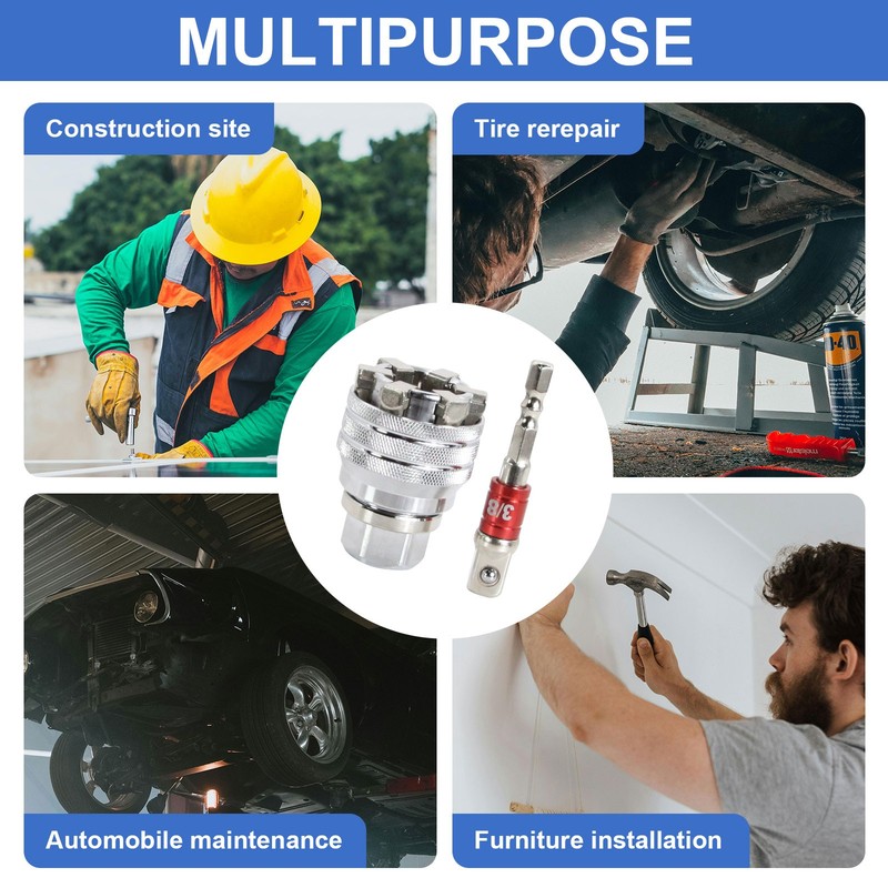 10-19mm Universal Socket Tool Adjustable Multifunction Wrench Sleeve Adapter Kit gallery