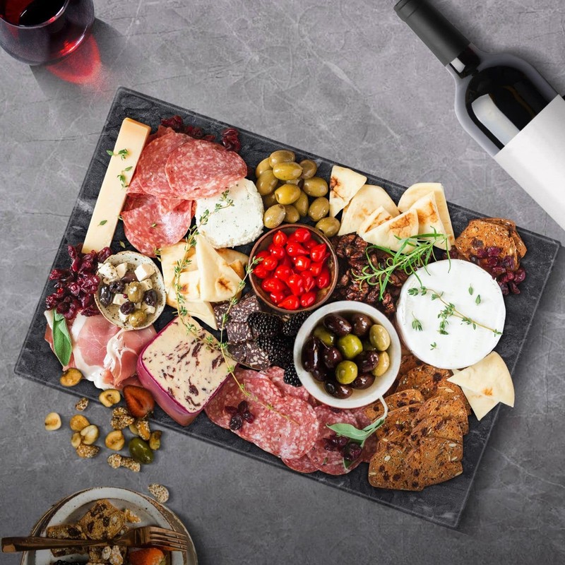 Flexzion Rectangular Marble Cheese Board - 11.5 x 15 Inch Black Marble Serving B gallery