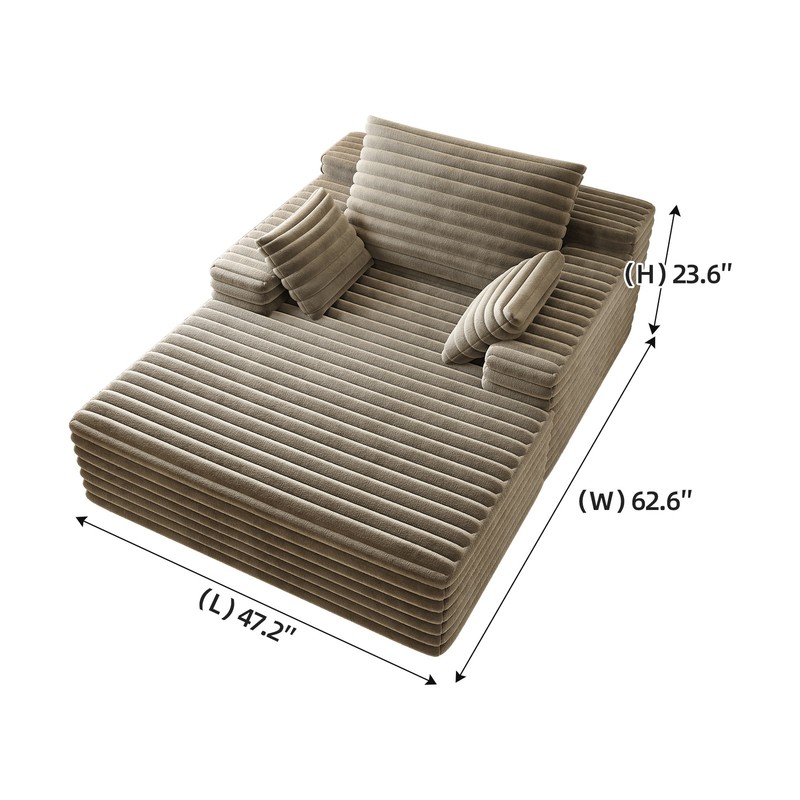 68" Oversized Boneless Chaise Lounge Sofa Bed Reading Chair Corduroy Cloud Couch gallery