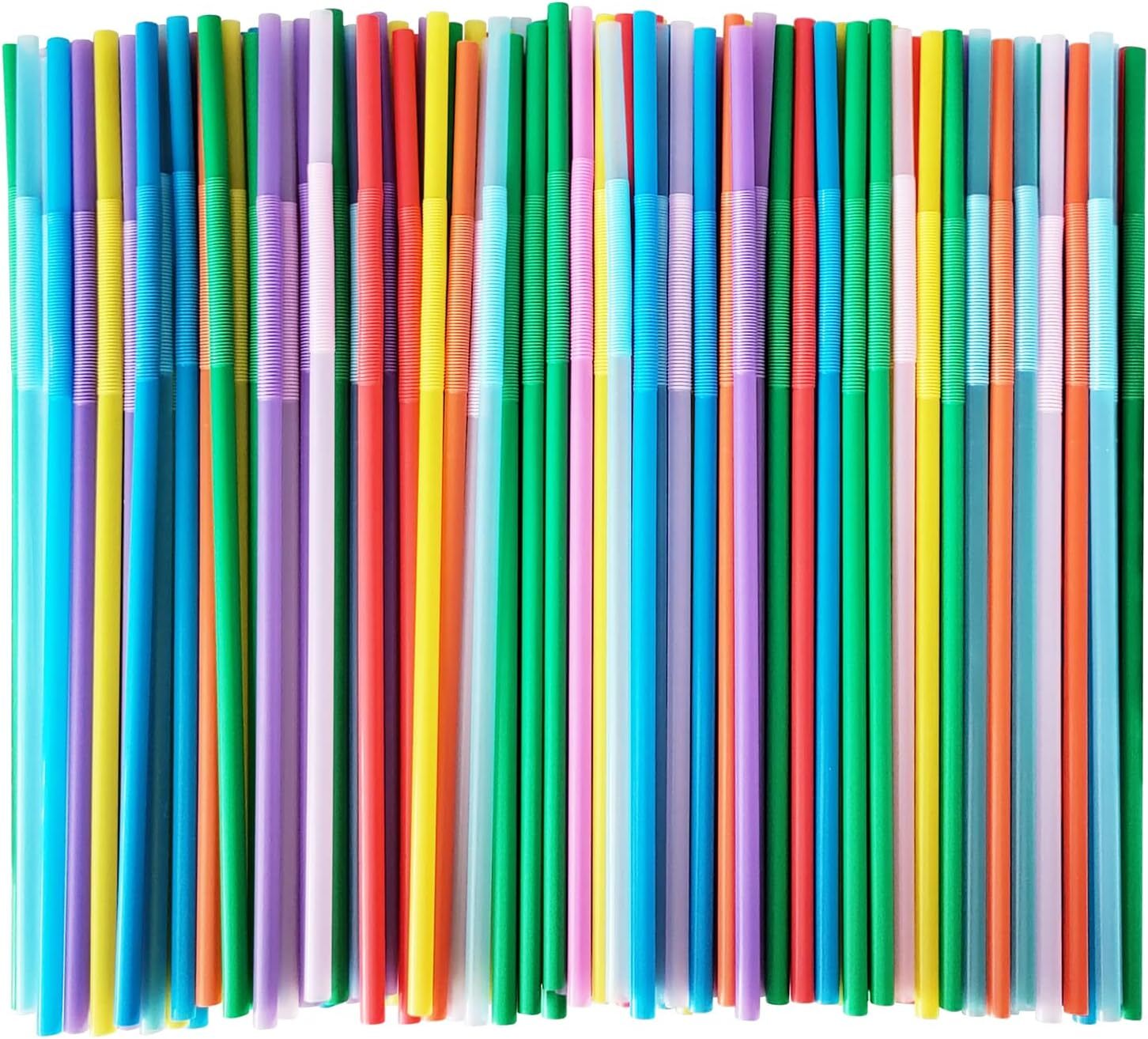 Flexible Disposable Plastic Drinking Straws Colorful Extra Long 300 Pcs gallery