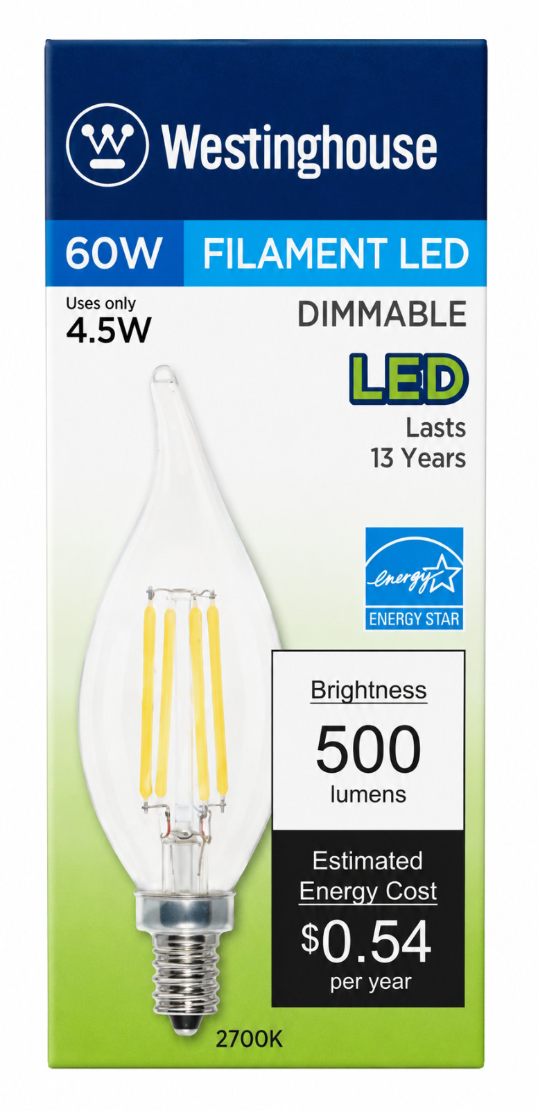 Westinghouse 43170 Dimmable Filament LED CA11, 2700K Soft White gallery