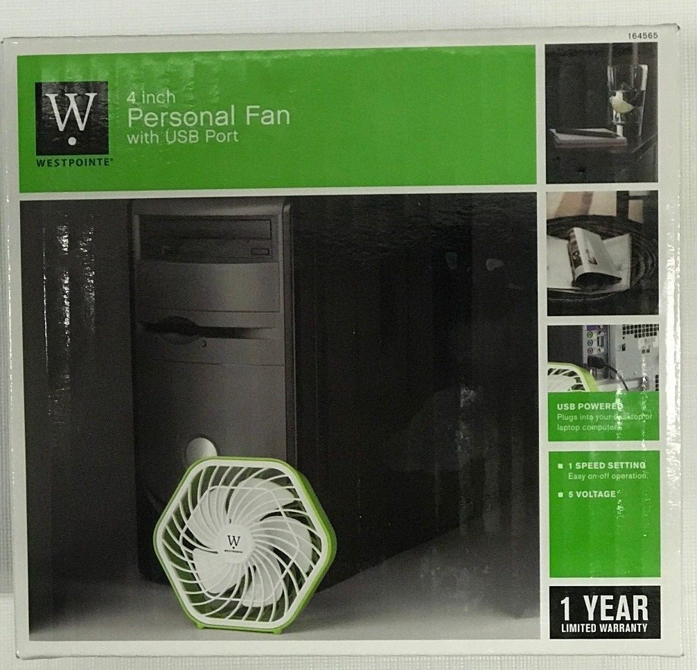 WESTPOINTE 4" PERSONAL USB POWERED COMPUTER DORM ROOM & OFFICE CUBICLE DESK FAN gallery