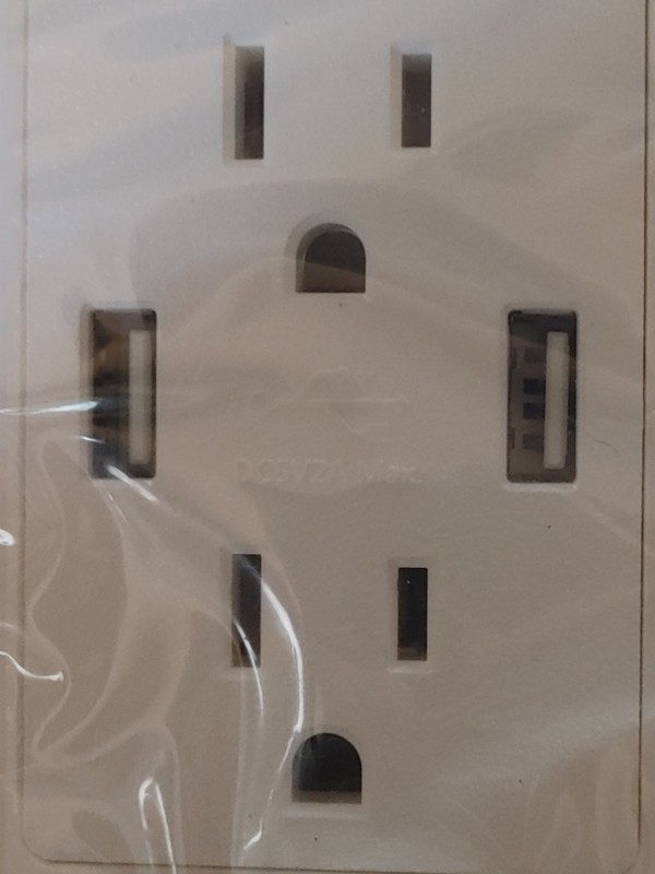 Intertek 4001777 HO-U201 Dual Plug Wall Outlet With USB Power Charger Ports 15A gallery