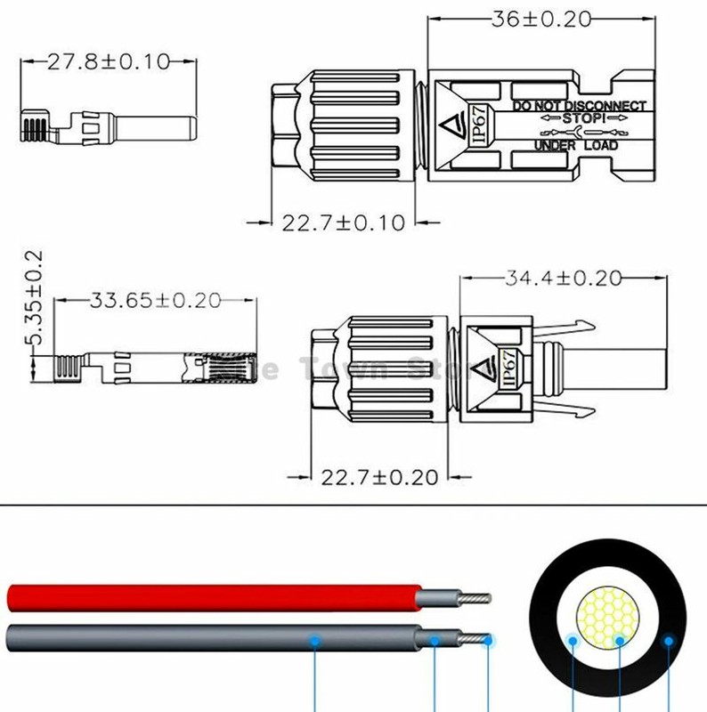 New 1 Pair Black + Red Solar Panel Extension Cable Wire Connector 12/10 AWG gallery