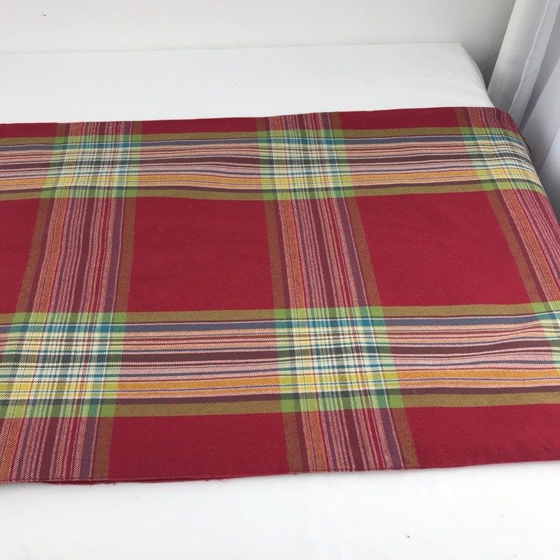 Pottery Barn Red Plaid Table Runner 17 x 102 inches 100% Cotton ~ Lined gallery