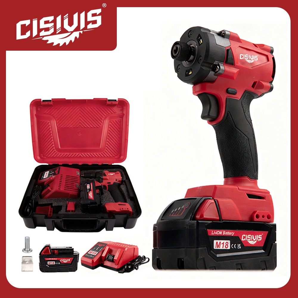 Brushless Cordless 1/4" Hex Impact Driver With Bettery For Milwaukee M18 Battery gallery