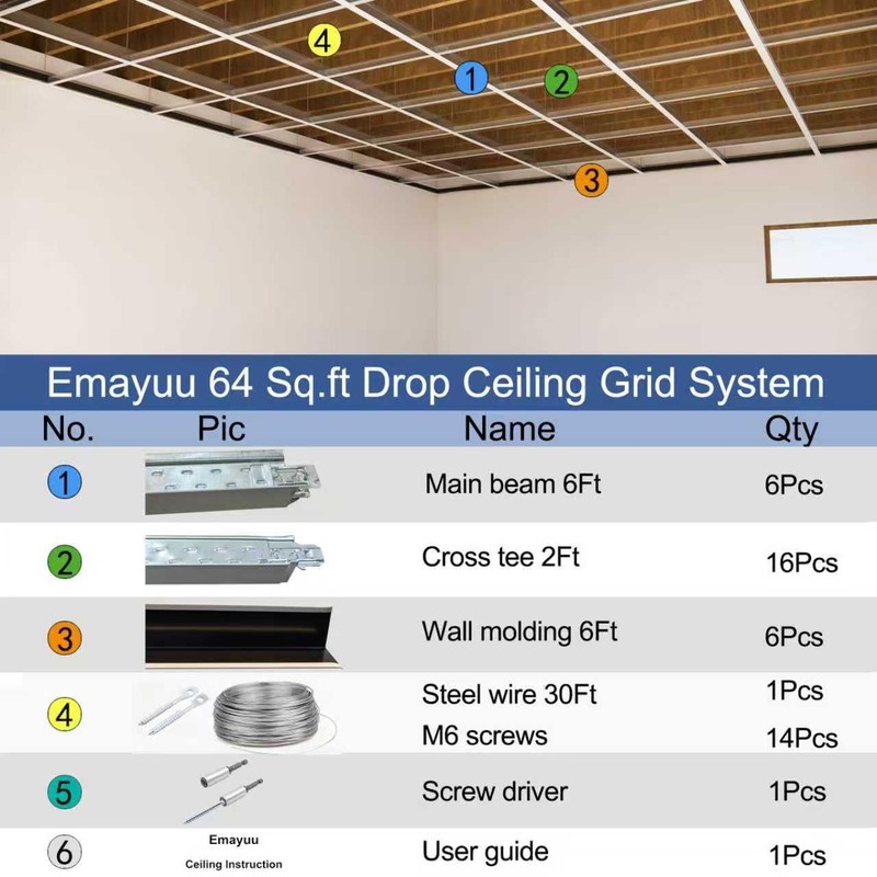 ** NEW Drop Ceiling Grid Kit | 64 Sq Ft | White Powder-Coated | Galvanized Steel gallery