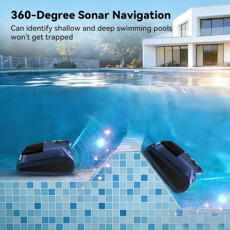 Seauto Cordless Robotic Pool Vacuum Wall- Waterline Scrubbing 180Min App Support gallery