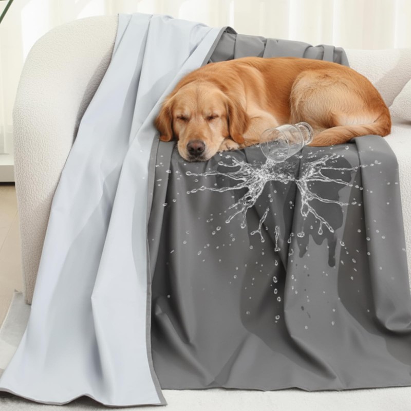 Waterproof Bed Blanket Queen Size 78'' X 82'' Gray Polyester gallery