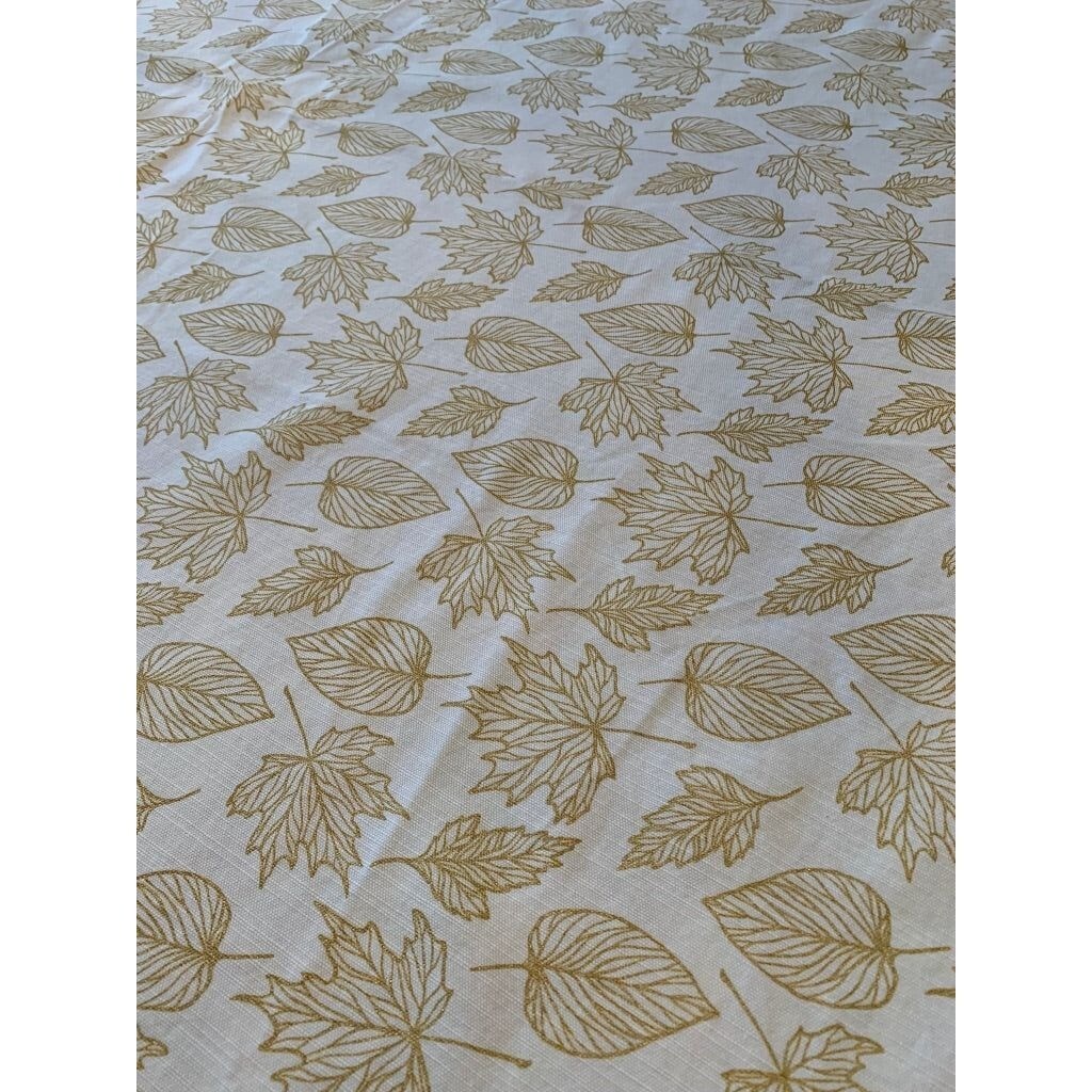 Rectangular Tablecloth Table Linen Cream with Gold Metallic Leaves 61" x 77" gallery