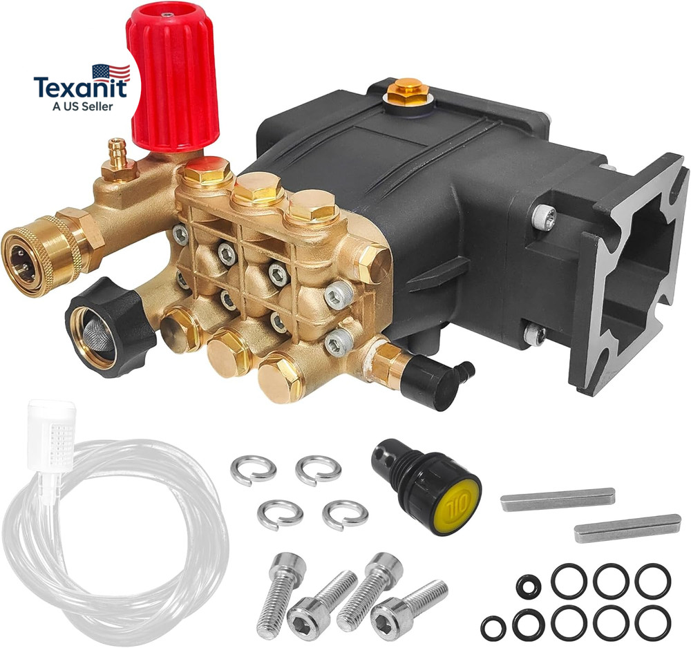 Horizontal Triplex Pressure Washer Pump Kit, 3/4" Shaft Power Washer Pump Replac