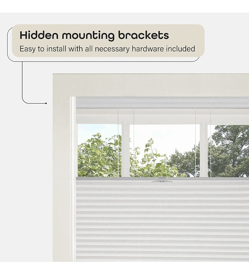 (2) Pair Of Cordless Cellular Pleated Window Shades 30x64 White gallery