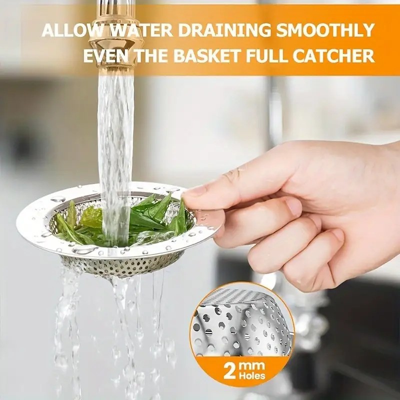 Stainless Steel Kitchen Sink Strainer, Drain Filter Basket for Food Debris gallery