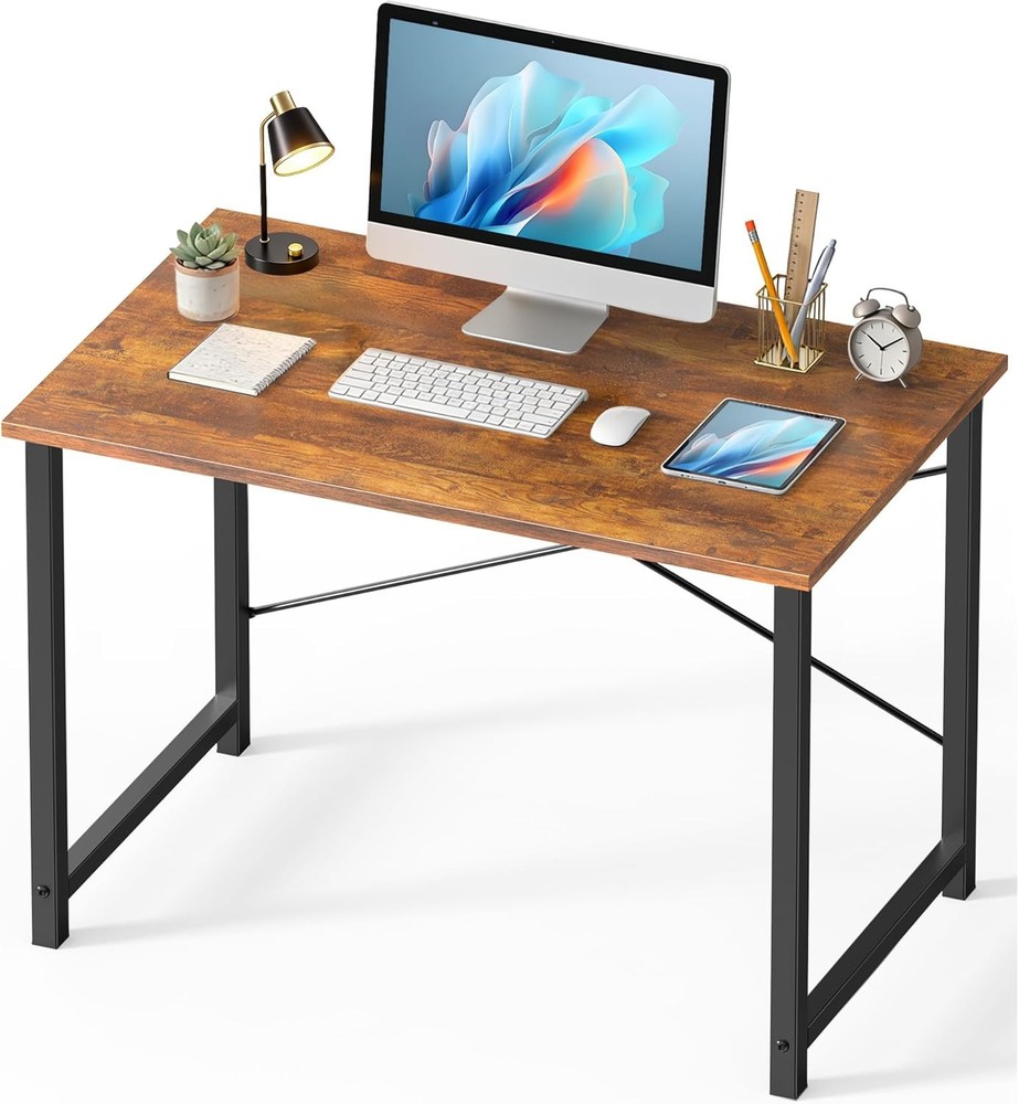 OLIXIS 40" Computer Desk Modern Rust Metal Frame