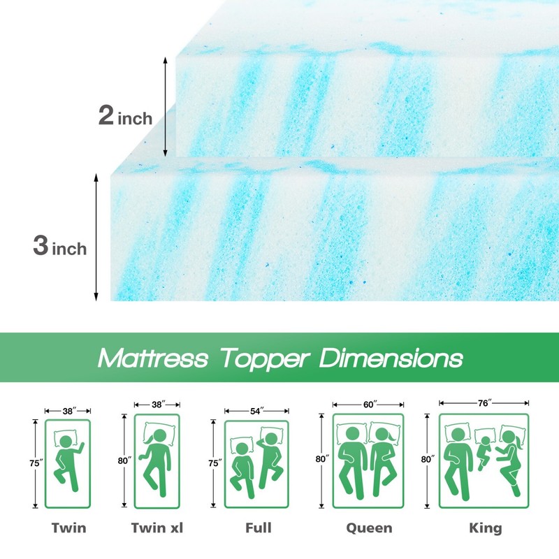2" 3" Mattress Topper,Comfortable Memory Foam Bed Topper,King Full Queen Size gallery