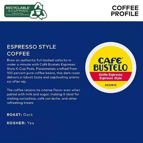 Café Bustelo Espresso Style Dark Roast Coffee K-Cup Pods, 192 Count gallery