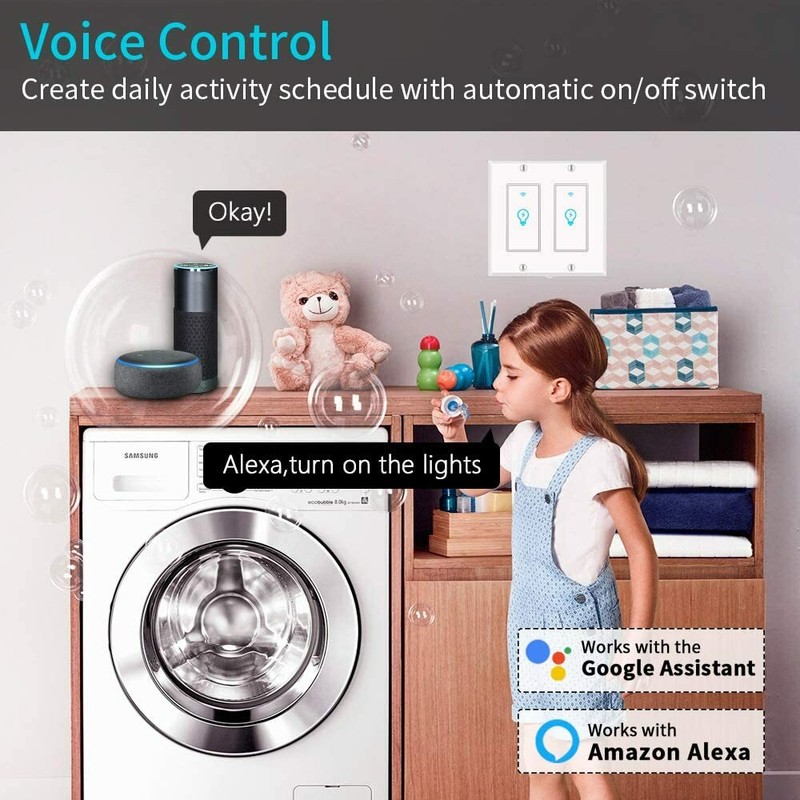 Smart Light Switch 4gang, Works with Alexa&Google Assistant, Neutral Wire Needs gallery