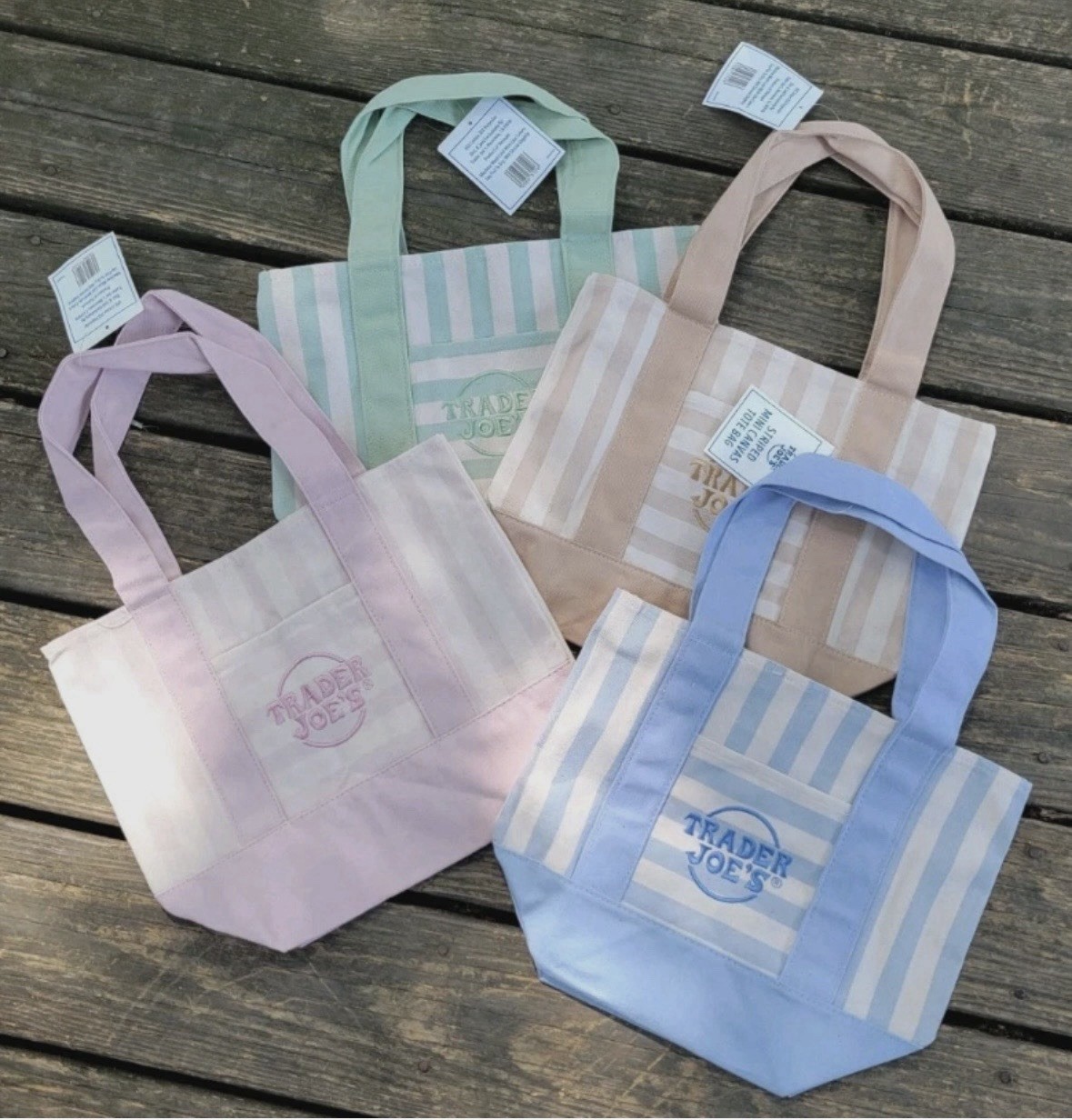 Trader Joe's Mini Pastel Stripped Canvas Tote Bag | Priced Per Bag gallery