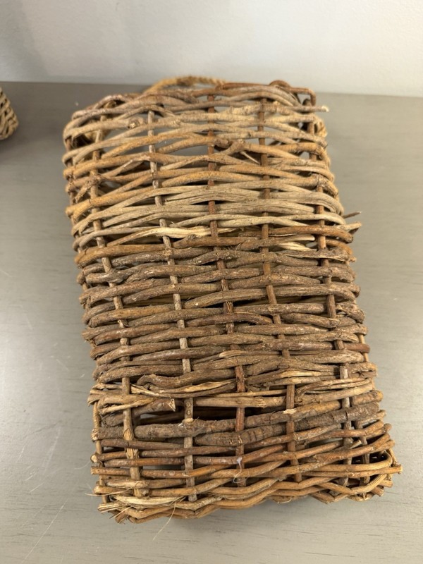 Rustic Twig Wall Pocket Hanging Baskets Set of 2 Woven Wood Rope Farmhouse gallery