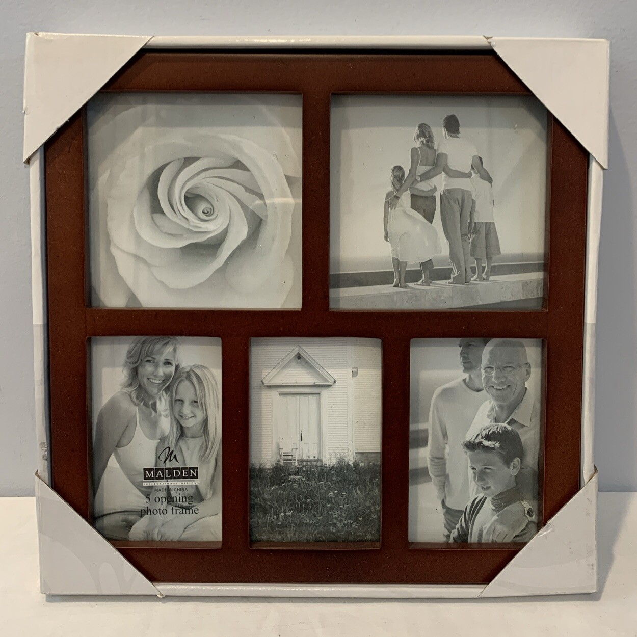 NIB Malden 5 Opening Photo Frame Medium Brown Wood Model# 689-50 Tabletop 9-3/8" gallery