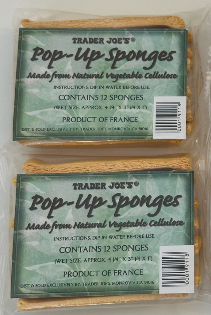 2 X Trader Joes 12 Count Pop-Up Sponges Made From Natural Vegetable Cellulose gallery