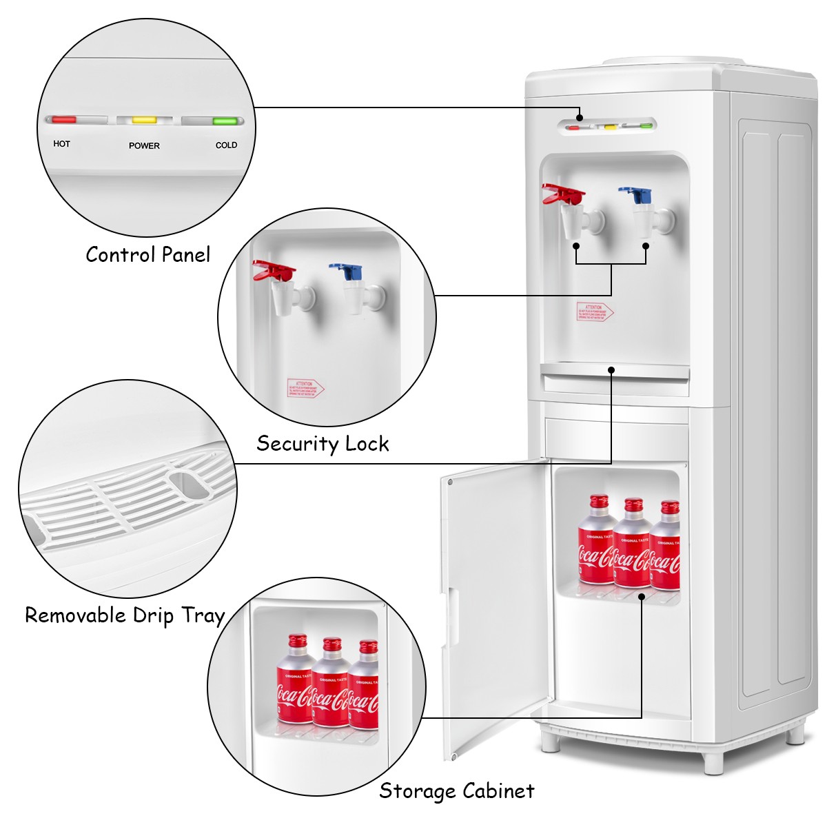Costway Hot Cold Water Top Loading Water Cooler Dispenser for 3-5 Gallon Bottle gallery