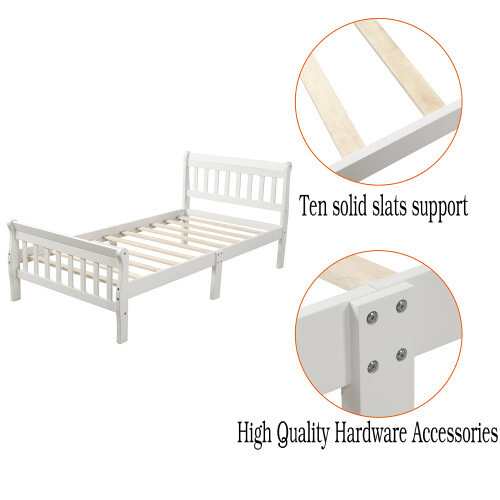 Wood Platform Bed with Headboard & Footboard Mattress Foundation Twin Bed Frames gallery