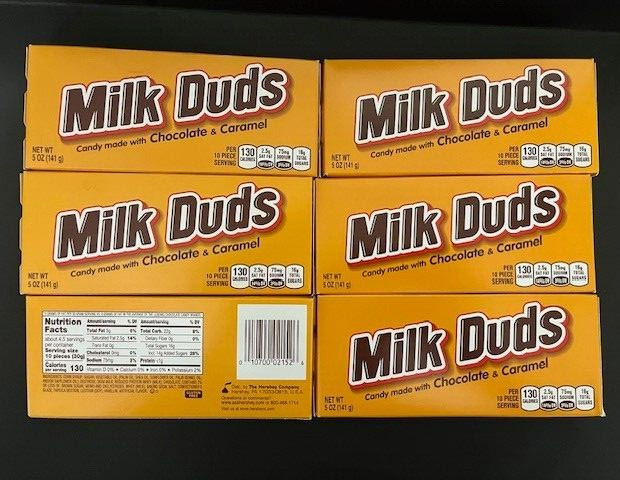 MILK DUDS Chocolate and Caramel Candy Boxes 5 oz each - {LOT OF 6 BOXES} gallery