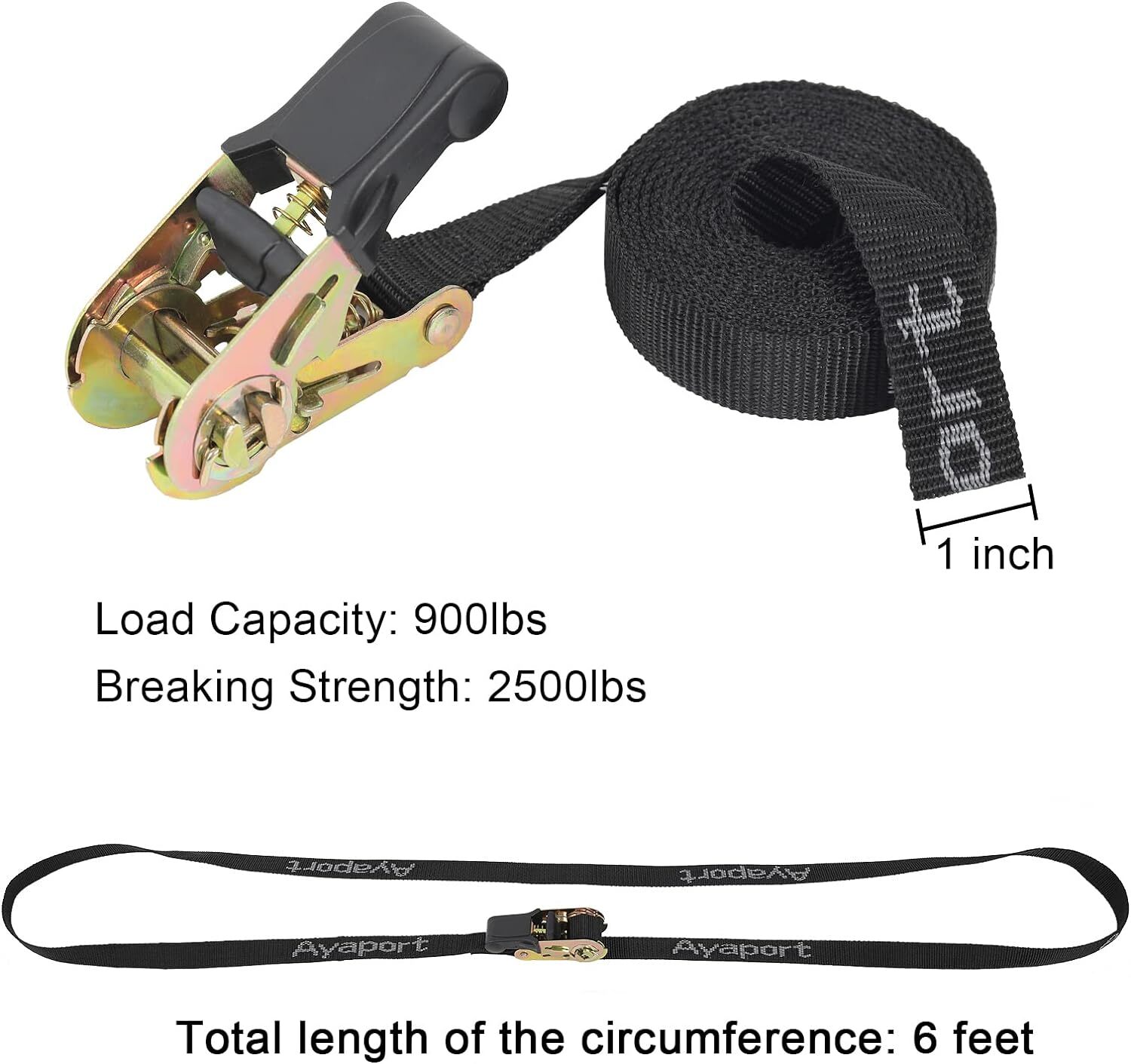 Endless Ratchet Strap 1 Inch 6 Feet 2500lbs Break Strength no Hook Small Short gallery