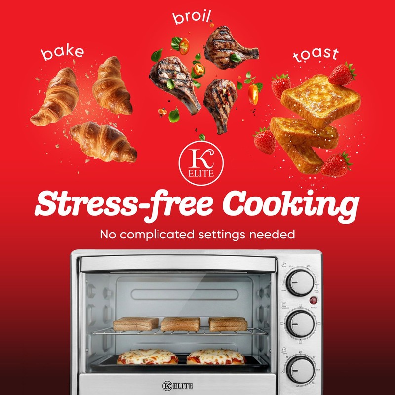 Kitchen Elite 6-Slice Compact Countertop Toaster Oven with Stainless Steel Tray gallery