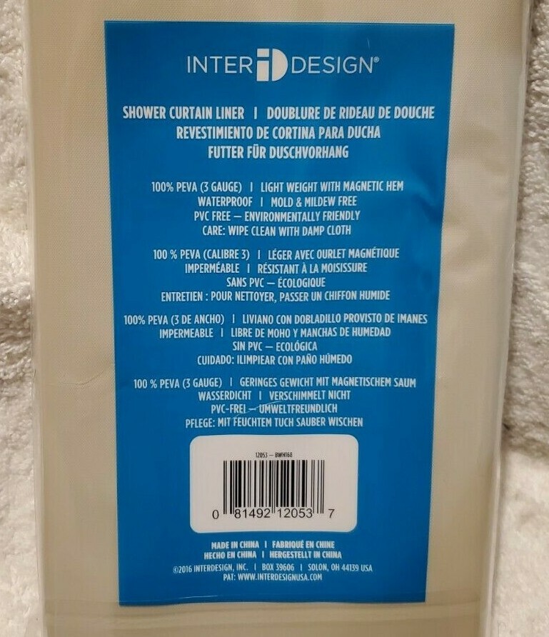 Inter iDesign 12053, 72 In. x 72 In. Sand PEVA Shower Curtain Liner Qty 4 gallery