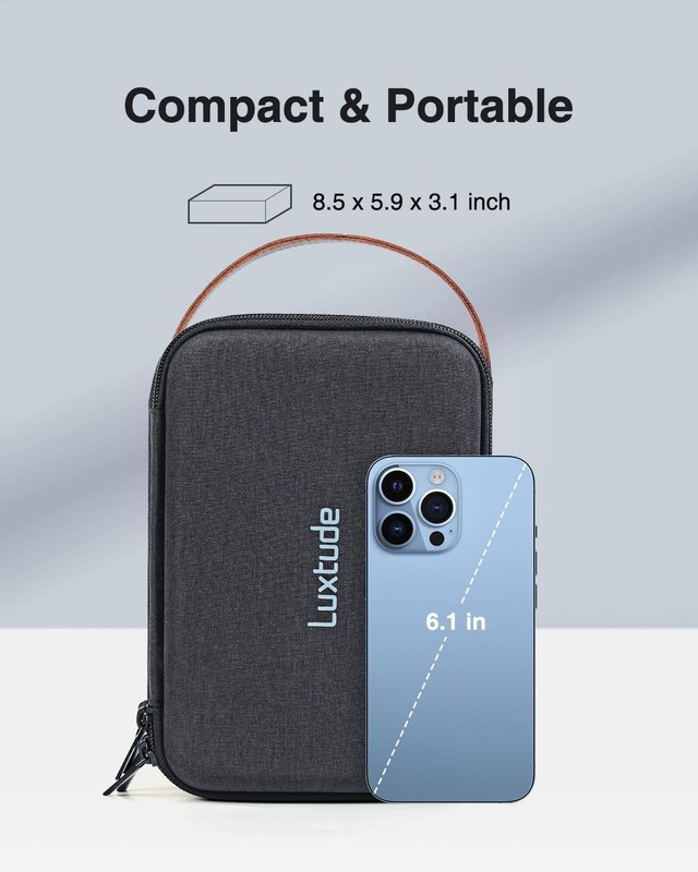 Double-Layer Hard Shell Electronics & Charger Travel Organizer Case (Black) gallery